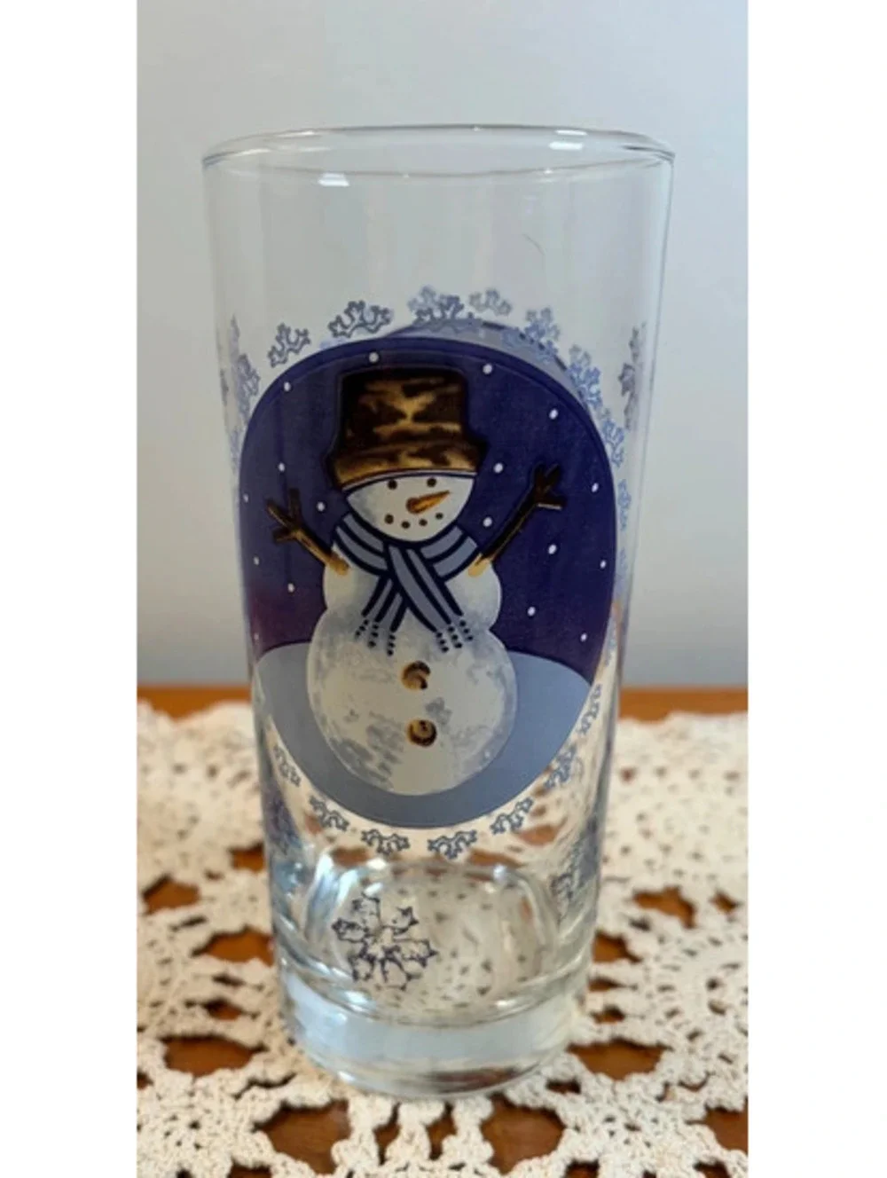 Vintage Snowman Christmas Highball Glasses Set of 5